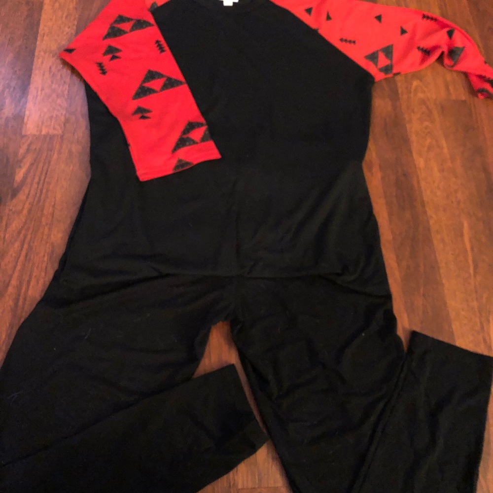 Black Randy with Red Aztec sleeves - M